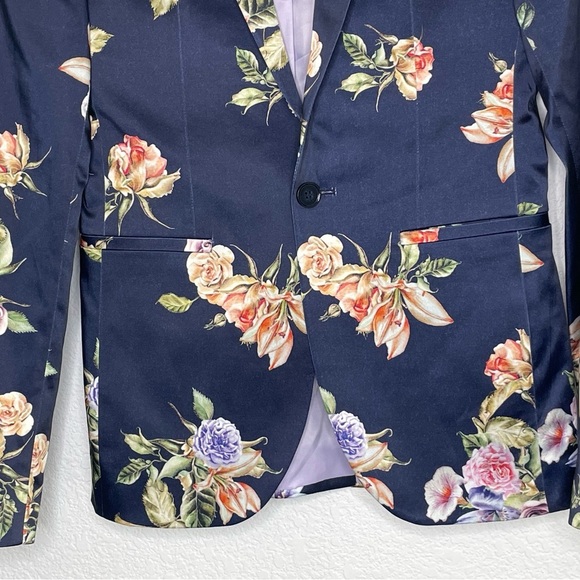 ASOS Navy Floral Blazer - Picture 3 of 8